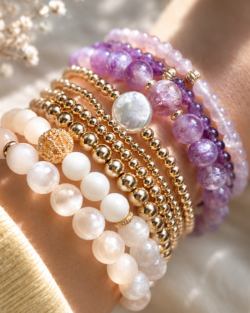 Amethyst Healing Crystal Bracelet SET