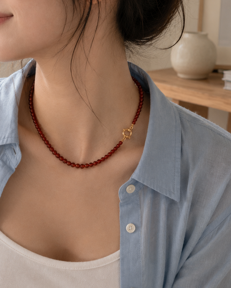 Dainty Carnelian Necklace - 4mm