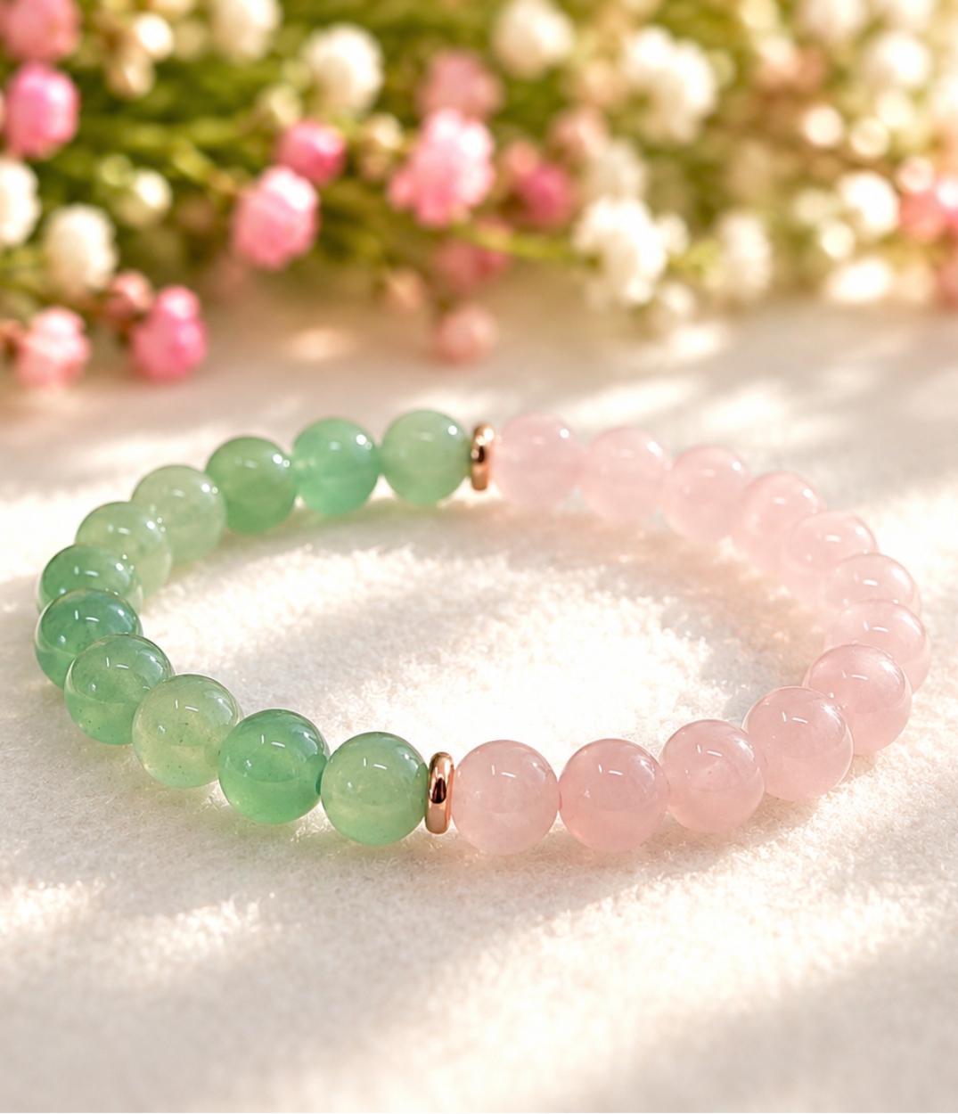 Rose Quartz and Jade Bracelet