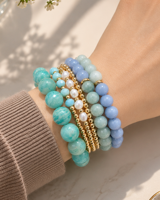 Blue Serenity Bracelet Stack - 6pcs