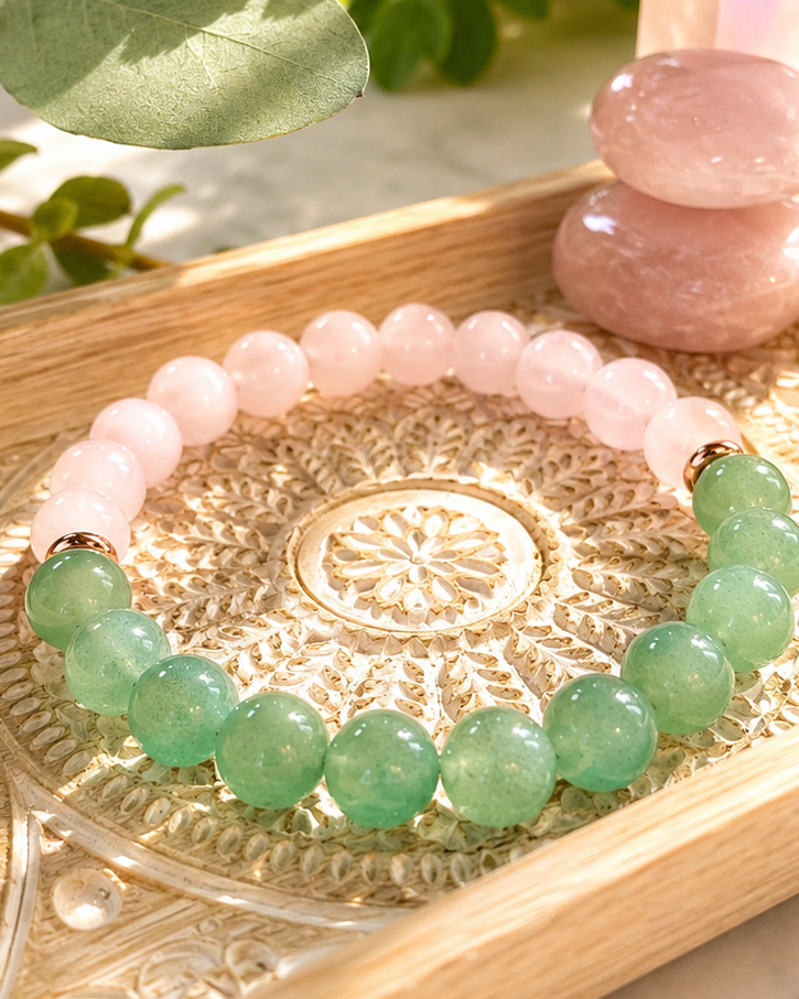 Rose Quartz and Jade Bracelet