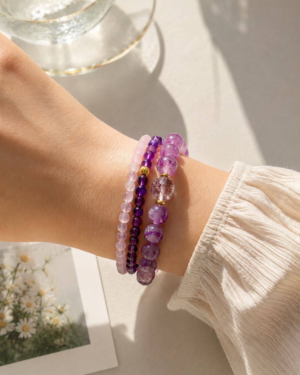 Amethyst Bracelet SET - 3 pcs