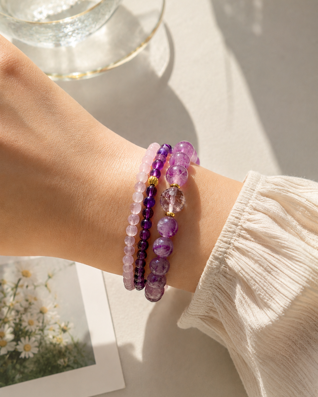 Amethyst Bracelet SET - 3 pcs