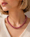 Natural Rhodonite Rosy Pink Necklace