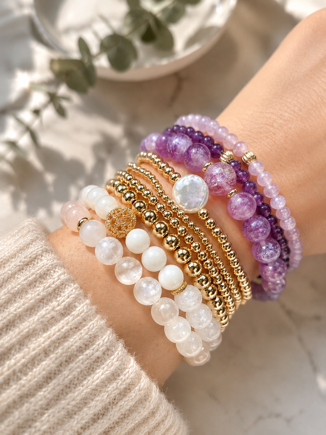 Amethyst Bracelet SET - 3 pcs